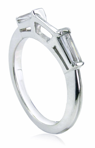 Sex and the City Charlotte Tapered Baguette Bridal Band with laboratory grown diamond look cubic zirconia in 14k white gold.