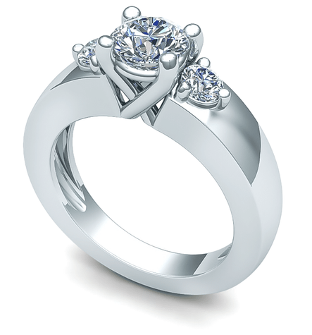 Round 1 Carat Bypass Three Stone Wedding Bridal Set with lab grown diamond alternative cubic zirconia in platinum.