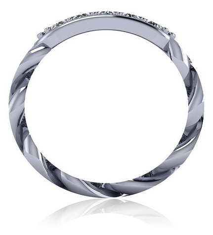 Celline Pave Set Round Cuban Curb Chain Link Ring with lab grown diamond alternative cubic zirconia in 14k white gold.