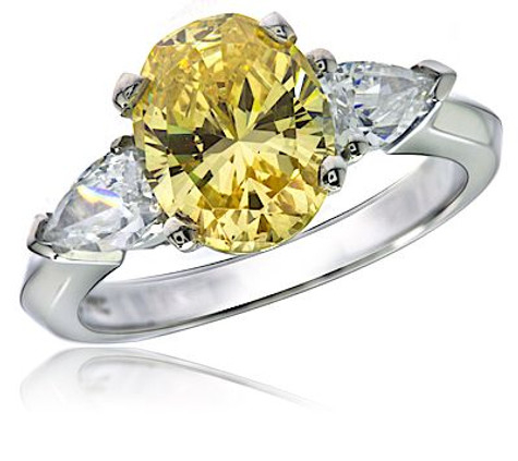 Swane 2.5 carat oval lab grown diamond alternative cubic zirconia pear engagement ring in platinum.