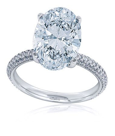 Blake 9 carat lab created oval cubic zirconia engagement ring in platinum.