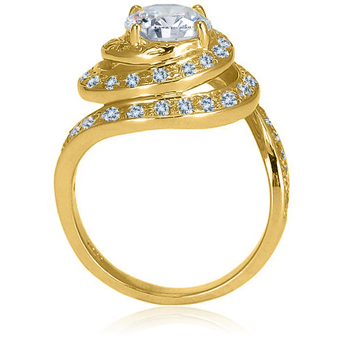 Annisa 1.25 Carat Round Cubic Zirconia Pave Swirled Solitaire