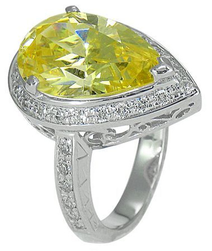 Pierre 7 Carat Pear Cubic Zirconia Pave Halo Solitaire Engagement Ring