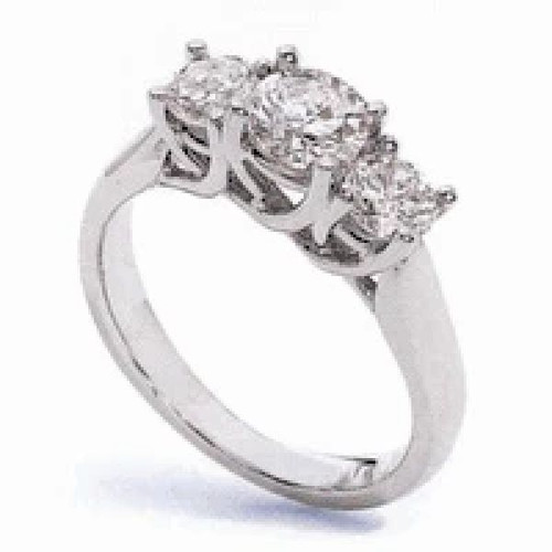 1 Carat Round Center Luccia Trellis Setting Three Stone Cubic Zirconia Anniversary Engagement Ring