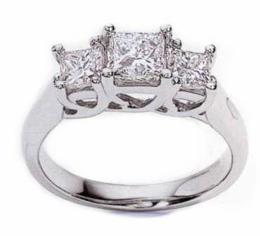 Three Stone Princess Cut Carat Center Luccia Trellis Style Cubic