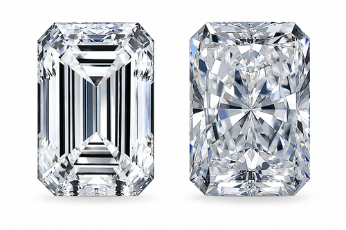 .75 Carat Emerald Cut Center Luccia Trellis Setting Three Stone Cubic Zirconia Anniversary Engagement Ring