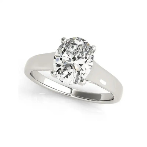 Luccia 3.5 Carat Oval Lab Grown Diamond look Alternative Cubic Zirconia Trellis Setting Solitaire Engagement Ring in 14k white gold.