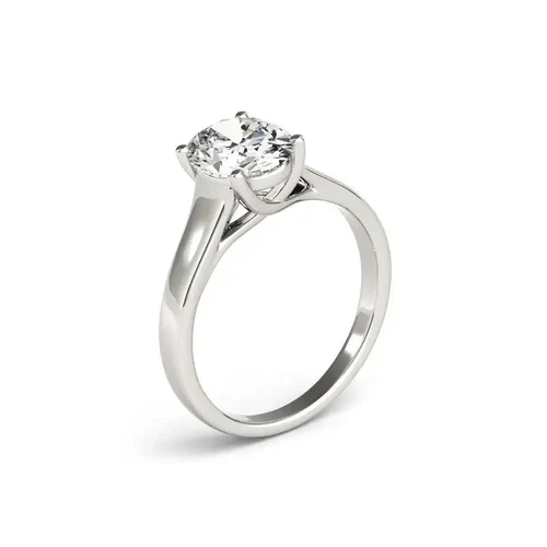 Luccia 1.5 Carat Oval Lab Grown Diamond simulant Cubic Zirconia Trellis Setting Solitaire Engagement Ring in platinum.