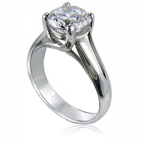 Luccia 1.5 Carat Round Trellis Setting Lab Grown Diamond Simulant Cubic Zirconia Solitaire Engagement Ring.