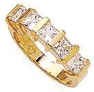 Bar set princess cut lab grown diamond look cubic zirconia diamond quality anniversary band in 14k yellow gold.