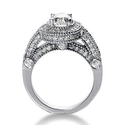 Legend 1.5 Carat Oval Lab Grown Diamond Alternative Cubic Zirconia Pave Halo Cathedral Solitaire Engagement Ring.