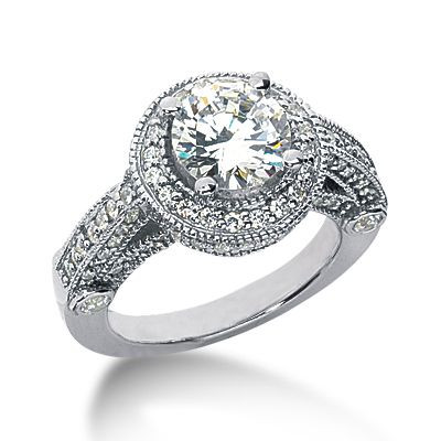 Legend 2 Carat Round Laboratory Grown Diamond Simulant Cubic Zirconia Pave Halo Cathedral Solitaire Engagement Ring.