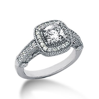 Legend 1 Carat Princess Cut Laboratory Grown Diamond Simulant Cubic Zirconia Pave Halo Cathedral Solitaire Engagement Ring.