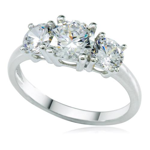 Rio Carat Three Stone Round Cubic Zirconia Two Tone Anniversary Ring