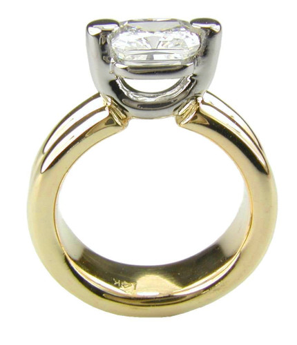 Floating Bezel Set Carat Princess Cut Cubic Zirconia Two Tone