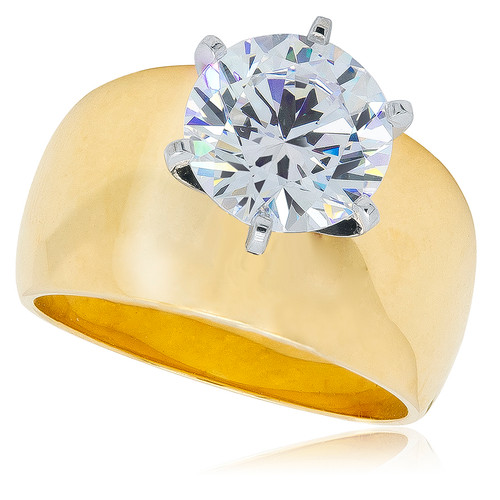 2.5 Carat Round Cubic Zirconia Wide Cigar Band Style Engagement Ring