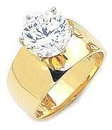 2.5 Carat Round Cubic Zirconia Wide Cigar Band Style Engagement Ring