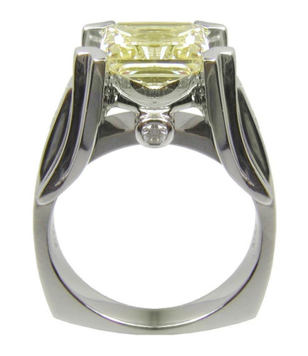 GeoMetrics 1.5 carat princess cut lab grown diamond quality cubic zirconia European shank solitaire engagement ring in 14k white gold.