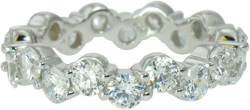 Cosenza round laboratory grown diamond quality cubic zirconia three ring stacking set in 14k white gold.