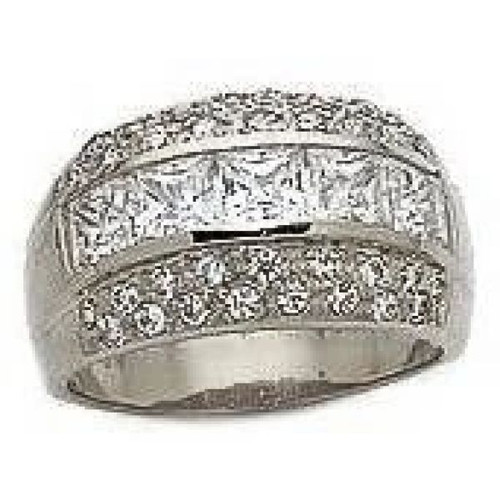 Shauna Channel Set Princess Cut Pave Band with lab grown diamond quality cubic zirconia in 14k white gold.