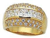 Shauna Channel Set Princess Cut Pave Band with lab grown diamond look cubic zirconia in 14k yellow gold.