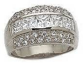 Shauna Channel Set Princess Cut Pave Band with lab grown diamond quality cubic zirconia in 14k white gold.