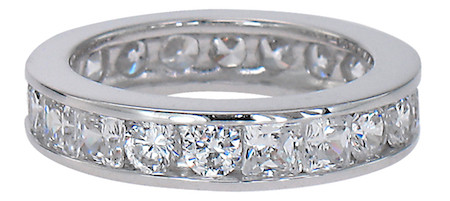 Princess Cut And Round Cubic Zirconia Channel Set Eternity Band