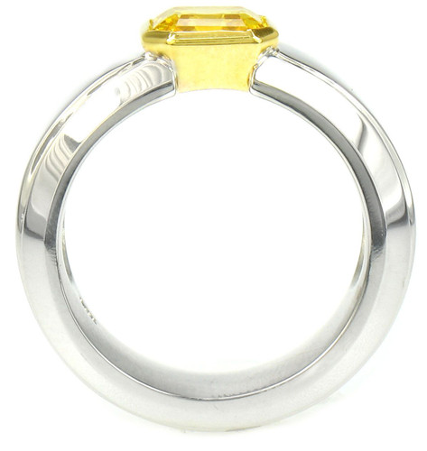Alpha 1.5 Carat Asscher Cut Laboratory Grown Diamond Alternative Cubic Zirconia Canary Solitaire Engagement Ring.