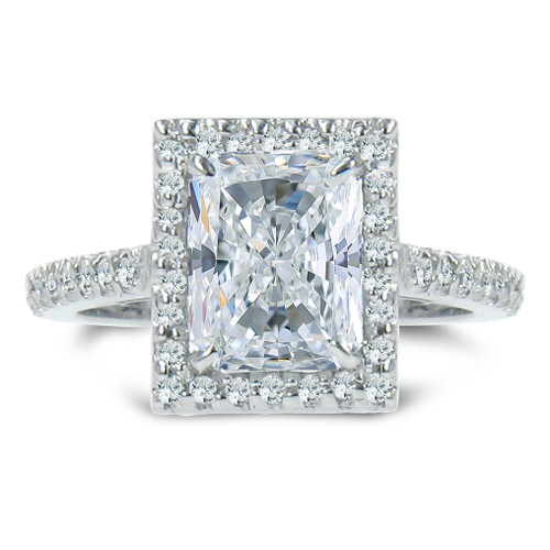 Bagwell 1.5 Carat Radiant Emerald Cut Cubic Zirconia Micro Pave Halo Engagement Ring
