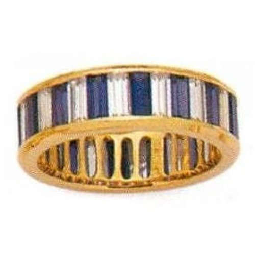 Large 6mm Channel Set Lab Grown Diamond Simulant Cubic Zirconia Baguette Eternity Band in 14K Yellow Gold.