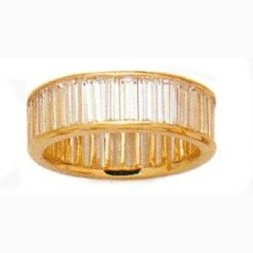 Large 6mm Channel Set Lab Grown Diamond Look Cubic Zirconia Baguette Eternity Band in 14K Yellow Gold.