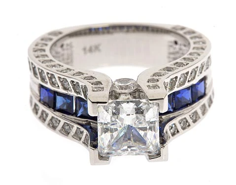 Cordova 1.5 carat princess cut laboratory grown diamond simulant cubic zirconia engagement ring with a European shank in platinum.