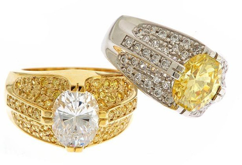 St. Andrews pave 2.5 carat oval lab grown diamond alternative cubic zirconia dome ring in 14k white gold.