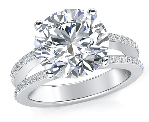 Britney Carat Round Cubic Zirconia Micro Pave Split Shank