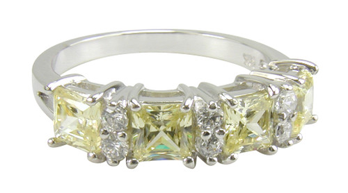 Promenade Princess Cut and Round Cubic Zirconia Canary Anniversary