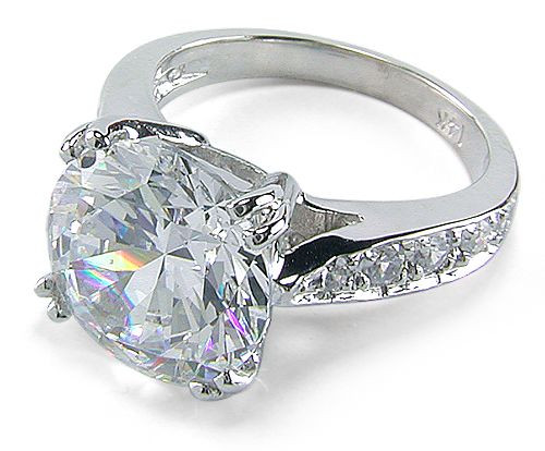 Winston Carat Round Cubic Zirconia Pave Cathedral Solitaire