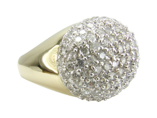 Rotunda pave set round laboratory grown diamond simulant cubic zirconia domed 18k two tone gold right hand ring or cocktail ring.