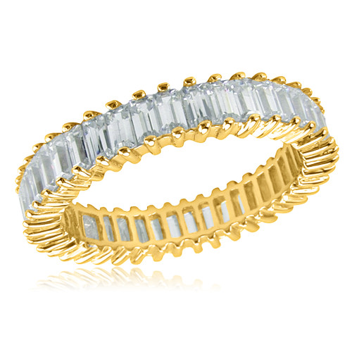 Pincera Single Prong Set Baguette Cubic Zirconia Eternity Band