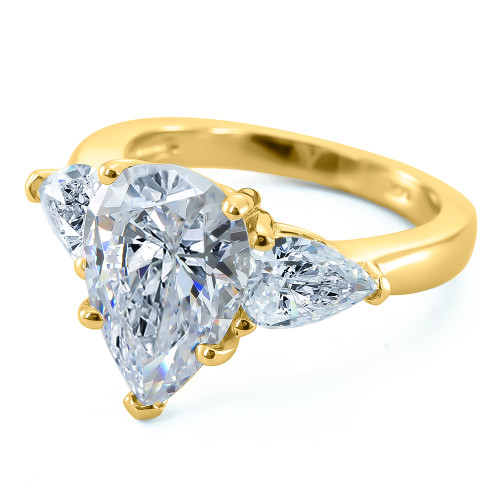 Jessica 4 Carat Pear Cubic Zirconia Three Stone Solitaire Engagement Ring