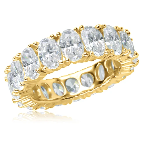Oval .50 Carat Each Prong Set Lab Grown Diamond Alternative Cubic Zirconia Eternity Band - Medium in 14k yellow gold