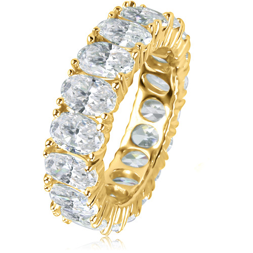 Oval .50 Carat Each Prong Set Lab Grown Diamond Alternative Cubic Zirconia Eternity Band - Medium in 14k yellow gold