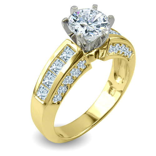 Channel Set Princess Cut Diamond Engagement Ring Bridal Set 14k White Gold