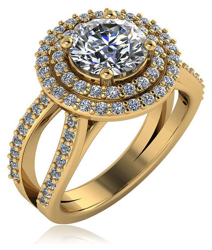 Soliera Carat Round Cubic Zirconia Double Halo Split Shank