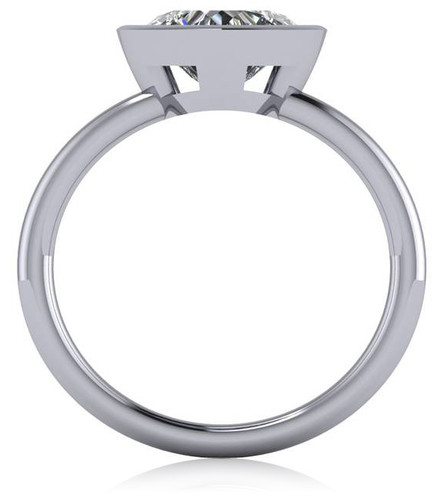Bezellia 2 carat heart lab grown diamond simulant cubic zirconia bezel set solitaire engagement ring in 14k white gold.