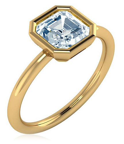 Bezellia Carat Asscher Cut Cubic Zirconia Bezel Set Solitaire
