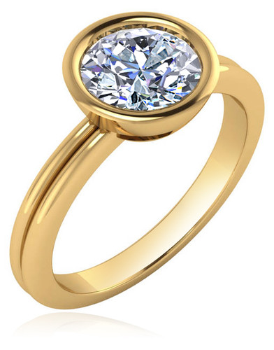 1.00 Ct Round Cut Solitaire Bezel Set Engagement Ring, Channel Set Wedding  Ring | eBay