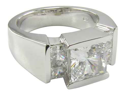 Ritz 2.5 Carat Princess Cut Channel Set Laboratory Grown Diamond Look Cubic Zirconia Solitaire Engagement Ring