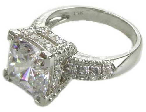 Decadence Carat Cushion Cut Cubic Zirconia Pave Solitaire