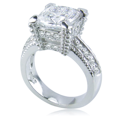 Decadence Carat Cushion Cut Cubic Zirconia Pave Solitaire