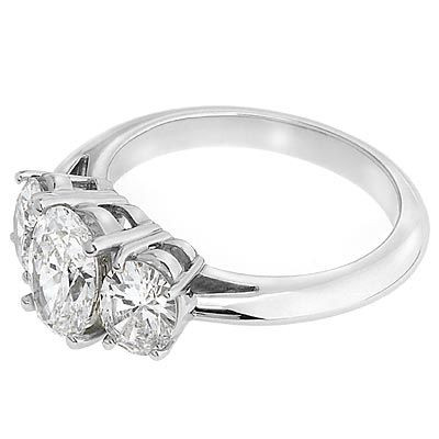 Three Stone Oval 1.5 Carat Center Laboratory Diamond Simulant Cubic Zirconia Anniversary Engagement Ring